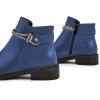 imageFSJ Women Fashion Round Toe Ankle Boots Block Chunky Low Heel Bootie Rhinestone Chain Side Zipper Casual Walking Shoes Size 415 USNavy Blue