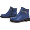 imageFSJ Women Fashion Round Toe Ankle Boots Block Chunky Low Heel Bootie Rhinestone Chain Side Zipper Casual Walking Shoes Size 415 USNavy Blue