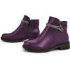 imageFSJ Women Fashion Round Toe Ankle Boots Block Chunky Low Heel Bootie Rhinestone Chain Side Zipper Casual Walking Shoes Size 415 USPurple