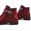 imageFSJ Women Fashion Round Toe Ankle Boots Block Chunky Low Heel Bootie Rhinestone Chain Side Zipper Casual Walking Shoes Size 415 USRed