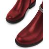 imageFSJ Women Fashion Round Toe Ankle Boots Block Chunky Low Heel Bootie Rhinestone Chain Side Zipper Casual Walking Shoes Size 415 USRed