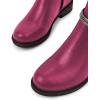 imageFSJ Women Fashion Round Toe Ankle Boots Block Chunky Low Heel Bootie Rhinestone Chain Side Zipper Casual Walking Shoes Size 415 USViolet Red