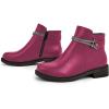 imageFSJ Women Fashion Round Toe Ankle Boots Block Chunky Low Heel Bootie Rhinestone Chain Side Zipper Casual Walking Shoes Size 415 USViolet Red