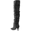 imageFSJ Women Over The Knee Boots Classic High Cone Heels Closed Pointed Toe Fancy Pull On Party Shoes Size 415 M USGray Black