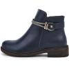 imageFSJ Women Fashion Round Toe Ankle Boots Block Chunky Low Heel Bootie Rhinestone Chain Side Zipper Casual Walking Shoes Size 415 USBlue