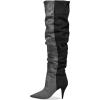 imageFSJ Women Over The Knee Boots Classic High Cone Heels Closed Pointed Toe Fancy Pull On Party Shoes Size 415 M USGray Black