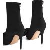 imageFSJ Women Chic Bowknot Pointed Toe Stiletto High Heel Ankle Boots Back Zipper Casual Walking Ladies Shoes Size 415 USBlack