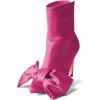 imageFSJ Women Chic Bowknot Pointed Toe Stiletto High Heel Ankle Boots Back Zipper Casual Walking Ladies Shoes Size 415 USFuchsia