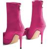 imageFSJ Women Chic Bowknot Pointed Toe Stiletto High Heel Ankle Boots Back Zipper Casual Walking Ladies Shoes Size 415 USFuchsia
