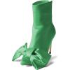 imageFSJ Women Chic Bowknot Pointed Toe Stiletto High Heel Ankle Boots Back Zipper Casual Walking Ladies Shoes Size 415 USGreen