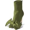 imageFSJ Women Chic Bowknot Pointed Toe Stiletto High Heel Ankle Boots Back Zipper Casual Walking Ladies Shoes Size 415 USOlive