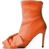 imageFSJ Women Chic Bowknot Pointed Toe Stiletto High Heel Ankle Boots Back Zipper Casual Walking Ladies Shoes Size 415 USOrange