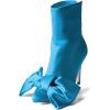 imageFSJ Women Chic Bowknot Pointed Toe Stiletto High Heel Ankle Boots Back Zipper Casual Walking Ladies Shoes Size 415 USTurquoise