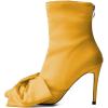 imageFSJ Women Chic Bowknot Pointed Toe Stiletto High Heel Ankle Boots Back Zipper Casual Walking Ladies Shoes Size 415 USYellow