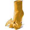 imageFSJ Women Chic Bowknot Pointed Toe Stiletto High Heel Ankle Boots Back Zipper Casual Walking Ladies Shoes Size 415 USYellow