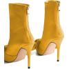 imageFSJ Women Chic Bowknot Pointed Toe Stiletto High Heel Ankle Boots Back Zipper Casual Walking Ladies Shoes Size 415 USYellow