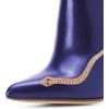 imageFSJ Women Fashion Ankle Boots Pumps Sexy Stiletto High Heel Color Rhinestones Closed Pointed Toe Rhinestone Booties Zipper Shoes Size 415 USBlue