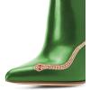 imageFSJ Women Fashion Ankle Boots Pumps Sexy Stiletto High Heel Color Rhinestones Closed Pointed Toe Rhinestone Booties Zipper Shoes Size 415 USGreen
