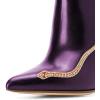 imageFSJ Women Fashion Ankle Boots Pumps Sexy Stiletto High Heel Color Rhinestones Closed Pointed Toe Rhinestone Booties Zipper Shoes Size 415 USPurple