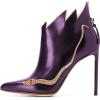 imageFSJ Women Fashion Ankle Boots Pumps Sexy Stiletto High Heel Color Rhinestones Closed Pointed Toe Rhinestone Booties Zipper Shoes Size 415 USPurple