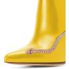 imageFSJ Women Fashion Ankle Boots Pumps Sexy Stiletto High Heel Color Rhinestones Closed Pointed Toe Rhinestone Booties Zipper Shoes Size 415 USYellow