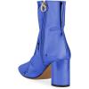 imageFSJ Women Fashion Metallic Mid Calf Boots Pointed Toe Chunky High Heels Side Zipper Shoe Size 415 USBlue