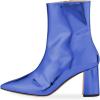 imageFSJ Women Fashion Metallic Mid Calf Boots Pointed Toe Chunky High Heels Side Zipper Shoe Size 415 USBlue