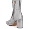 imageFSJ Women Fashion Metallic Mid Calf Boots Pointed Toe Chunky High Heels Side Zipper Shoe Size 415 USGrey