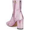 imageFSJ Women Fashion Metallic Mid Calf Boots Pointed Toe Chunky High Heels Side Zipper Shoe Size 415 USPink