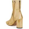 imageFSJ Women Fashion Metallic Mid Calf Boots Pointed Toe Chunky High Heels Side Zipper Shoe Size 415 USYellow