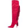 imageFSJ Women Over The Knee High Stiletto Heels Back Tassels Long Boots Sexy Thigh High Strech Club Party Shoes Size 415 USCrimson