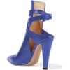 imageFSJ Women Pointed Toe Chunky High Heel Strappy Dress Bootie Pump Ankle Wrap Slingback Sandal Shoes Size 415 M USBlue