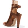 imageFSJ Women Pointed Toe Chunky High Heel Strappy Dress Bootie Pump Ankle Wrap Slingback Sandal Shoes Size 415 M USBrown
