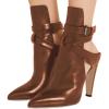 imageFSJ Women Pointed Toe Chunky High Heel Strappy Dress Bootie Pump Ankle Wrap Slingback Sandal Shoes Size 415 M USBrown