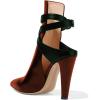 imageFSJ Women Pointed Toe Chunky High Heel Strappy Dress Bootie Pump Ankle Wrap Slingback Sandal Shoes Size 415 M USBrown Green