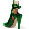 imageFSJ Women Pointed Toe Chunky High Heel Strappy Dress Bootie Pump Ankle Wrap Slingback Sandal Shoes Size 415 M USDark Green