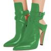 imageFSJ Women Pointed Toe Chunky High Heel Strappy Dress Bootie Pump Ankle Wrap Slingback Sandal Shoes Size 415 M USGreen