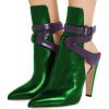 imageFSJ Women Pointed Toe Chunky High Heel Strappy Dress Bootie Pump Ankle Wrap Slingback Sandal Shoes Size 415 M USGreen Purple