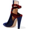 imageFSJ Women Pointed Toe Chunky High Heel Strappy Dress Bootie Pump Ankle Wrap Slingback Sandal Shoes Size 415 M USNavy Blue