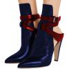 imageFSJ Women Pointed Toe Chunky High Heel Strappy Dress Bootie Pump Ankle Wrap Slingback Sandal Shoes Size 415 M USNavy Blue