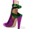 imageFSJ Women Pointed Toe Chunky High Heel Strappy Dress Bootie Pump Ankle Wrap Slingback Sandal Shoes Size 415 M USPurple Green