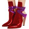 imageFSJ Women Pointed Toe Chunky High Heel Strappy Dress Bootie Pump Ankle Wrap Slingback Sandal Shoes Size 415 M USRed Purple