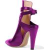 imageFSJ Women Pointed Toe Chunky High Heel Strappy Dress Bootie Pump Ankle Wrap Slingback Sandal Shoes Size 415 M USViolet