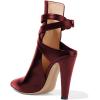 imageFSJ Women Pointed Toe Chunky High Heel Strappy Dress Bootie Pump Ankle Wrap Slingback Sandal Shoes Size 415 M USWine