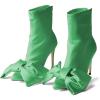 imageFSJ Women Chic Bowknot Pointed Toe Stiletto High Heel Ankle Boots Back Zipper Casual Walking Ladies Shoes Size 415 USGreen