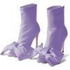 imageFSJ Women Chic Bowknot Pointed Toe Stiletto High Heel Ankle Boots Back Zipper Casual Walking Ladies Shoes Size 415 USLight Purple