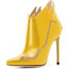 imageFSJ Women Fashion Ankle Boots Pumps Sexy Stiletto High Heel Color Rhinestones Closed Pointed Toe Rhinestone Booties Zipper Shoes Size 415 USYellow