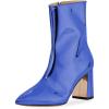 imageFSJ Women Fashion Metallic Mid Calf Boots Pointed Toe Chunky High Heels Side Zipper Shoe Size 415 USBlue