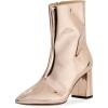 imageFSJ Women Fashion Metallic Mid Calf Boots Pointed Toe Chunky High Heels Side Zipper Shoe Size 415 USChampagne