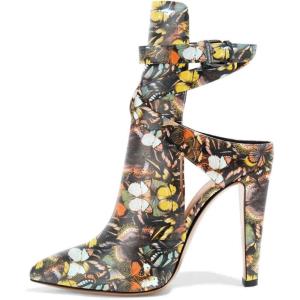 imageFSJ Women Pointed Toe Chunky High Heel Strappy Dress Bootie Pump Ankle Wrap Slingback Sandal Shoes Size 415 M USButterfly